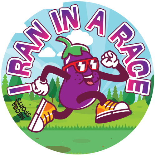 I Ran in a Race Eggplant Sticker - Pack of 60