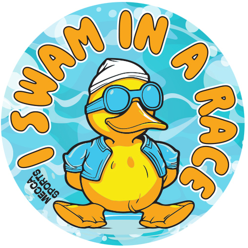 I Swam in a Race Duck Sticker - Pack of 60