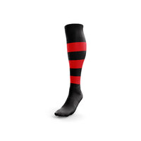Football Socks - Black with Red Hoops