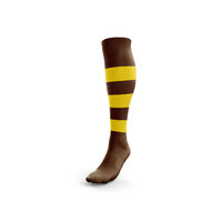 Football Socks - Brown with Gold Hoops