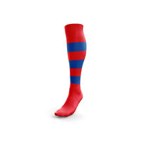 Football Socks - Red with Royal Hoops