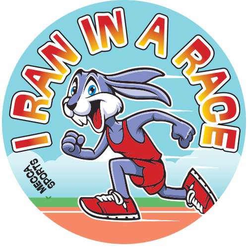 I Ran In A Race Rabbit Sticker - Pack of 60