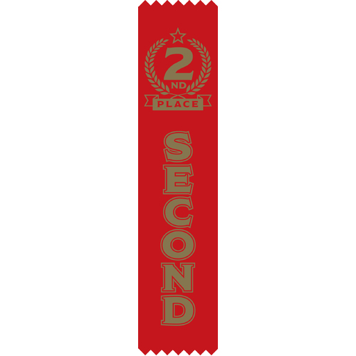 2nd Place Satin Ribbon - Pack of 50 - With Pins Attached