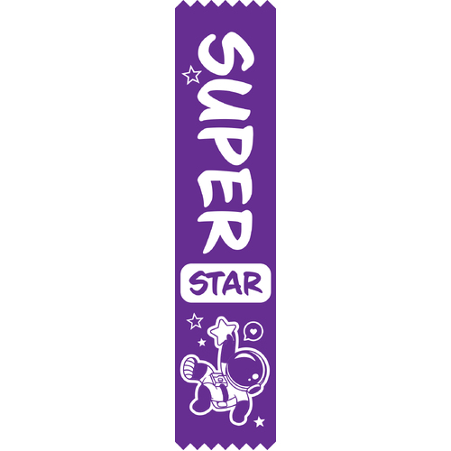 Super Star Ribbon - Pack of 50 - With Pins Attached