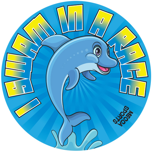 I Swam in a Race Dolphin Sticker - Pack of 60