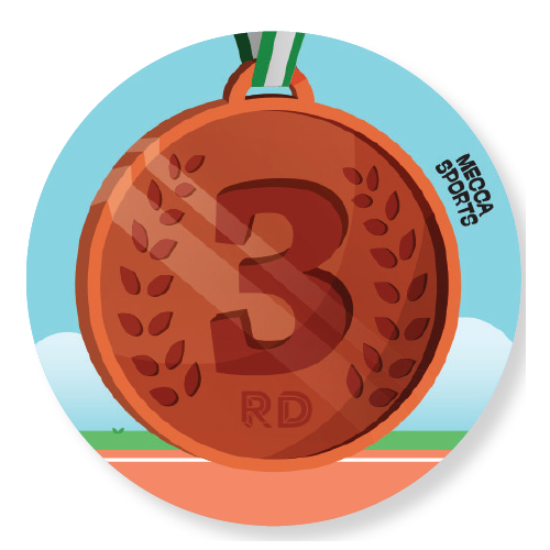 Third Bronze Medal Sticker - Pack of 60