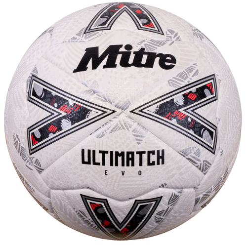 Mitre Ultimatch Evo Football - White/Off White/Trophy Silver