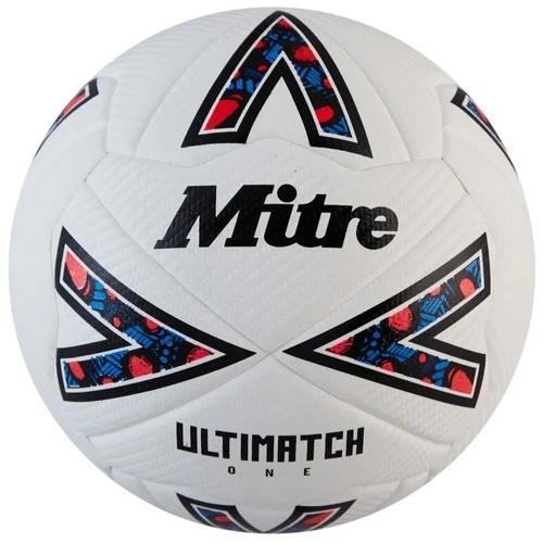 Mitre Ultimatch One Football - White/Black/Bib Red