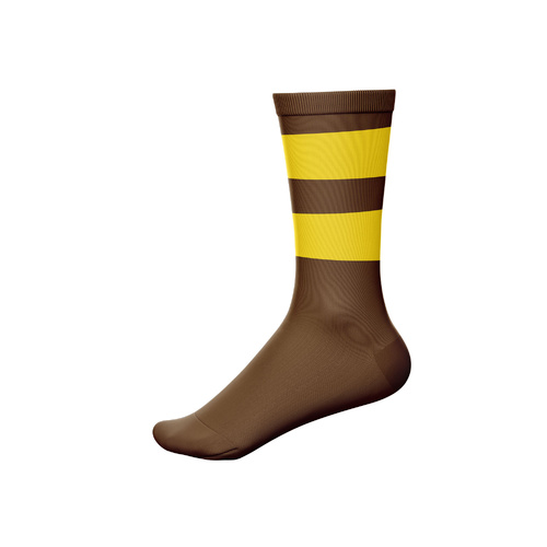 Crew Football Socks - Brown with Gold Hoops