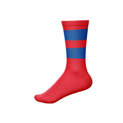 Crew Football Socks - Red with Royal Hoops