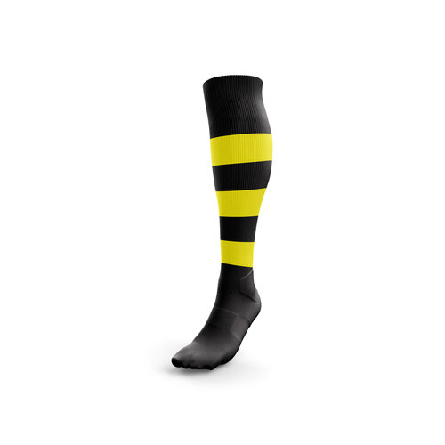 Football Socks - Black with Gold Hoops
