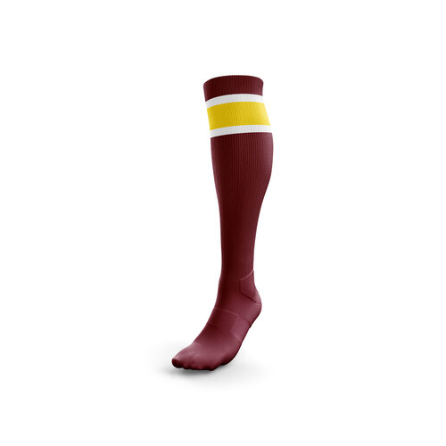 Football Socks - Maroon with Gold and White Band