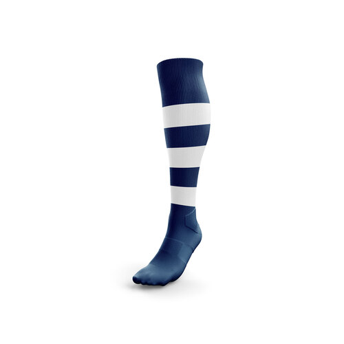 Football Socks - Navy with White Hoops